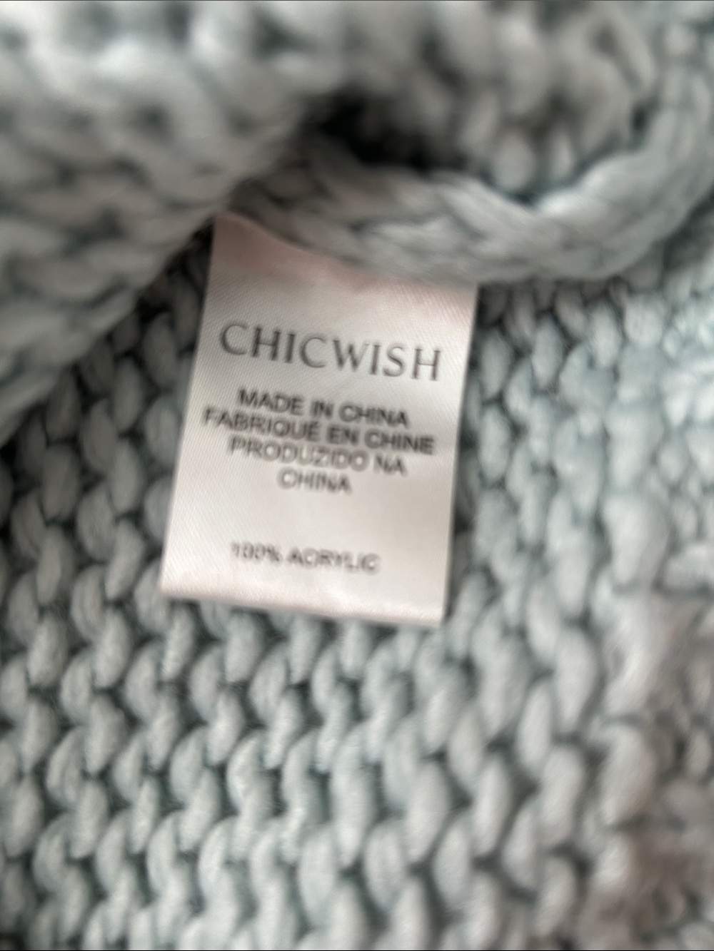 Chicwish Light Blue Sweater with Multicolor Ribbed Yoke - Picture 6 of 7